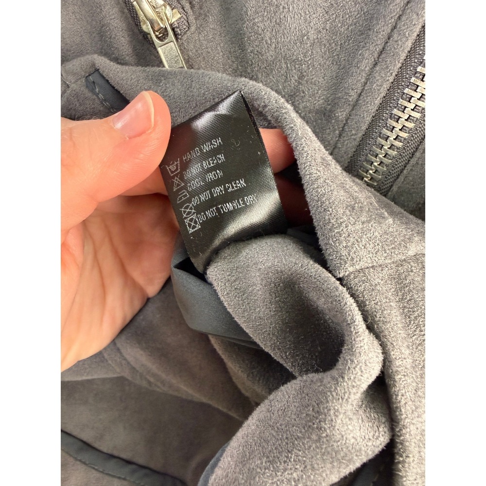 VICI Moto Jacket Women Medium Gray Faux Suede Asymmetrical Zip Biker - Picture 5 of 5